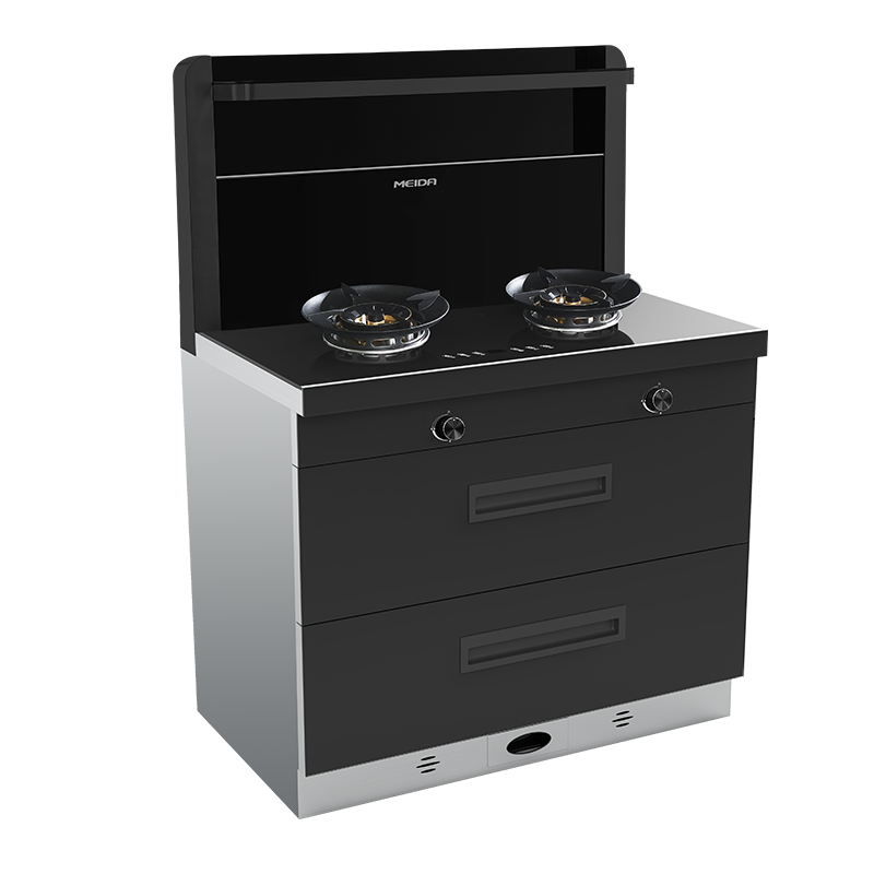 美大MEIDA二星消毒柜集成灶X80-A 智慧双变频 恒温置物台 智能触控 自清洁,钢化玻璃面板 烟灶套装 液化气高清大图