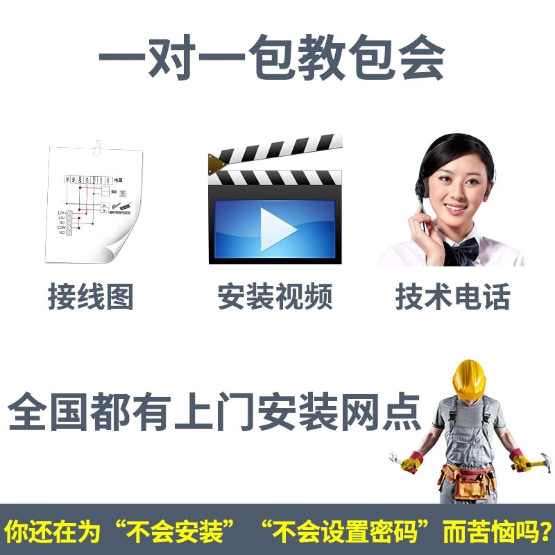 防水指纹门禁系统一体机磁力锁电插锁套装刷卡密码电子玻璃门铁门