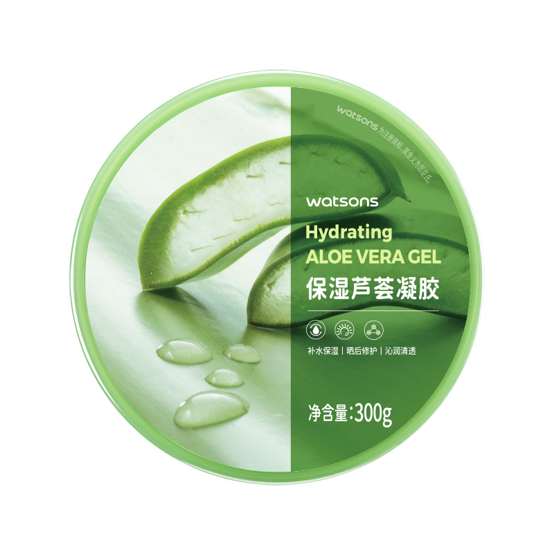 屈臣氏保湿芦荟凝胶舒缓保湿凝胶清爽滋润晒后修护官方正品