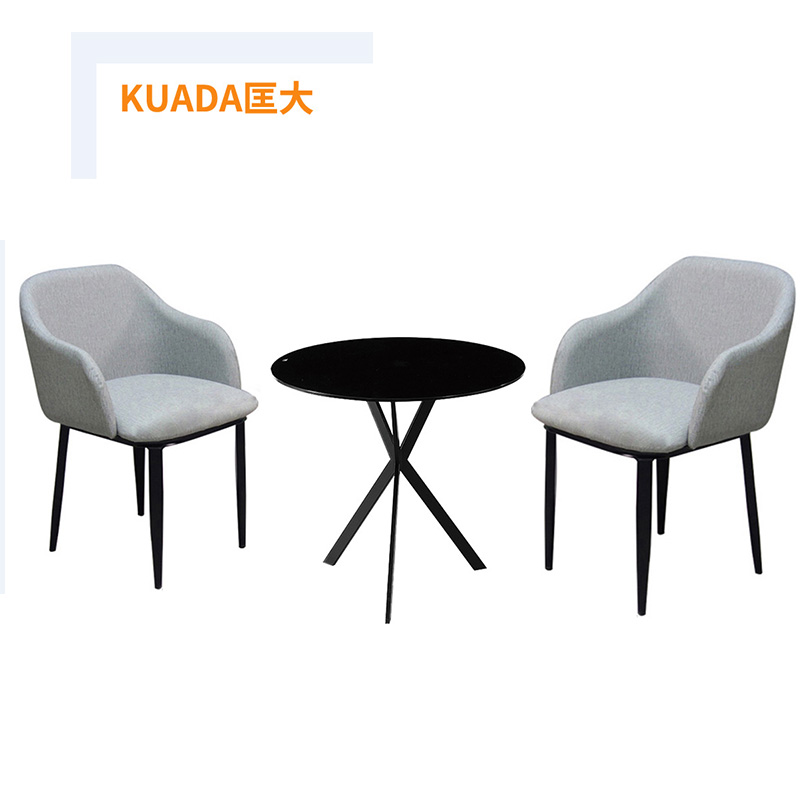 匡大 洽谈桌休闲圆桌玻璃圆台 KDYZ-JSD007 黑色一桌两椅