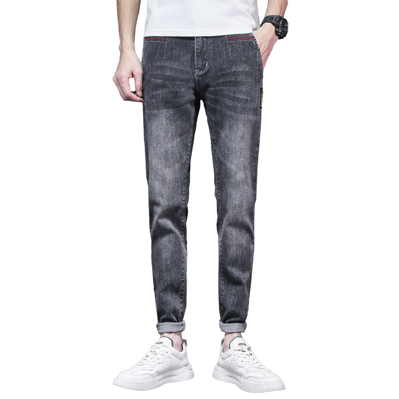 香港青年牛仔裤男士厚款2025秋冬新款修身百搭弹力休闲长裤男款潮高清大图