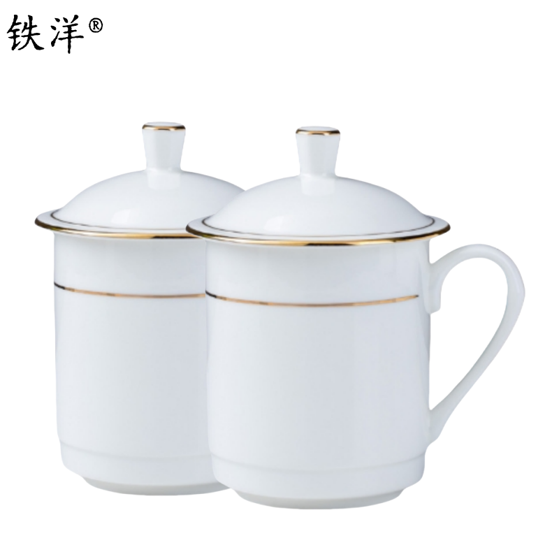 铁洋 茶杯 会议杯 瓷杯 描金平面景瓷杯大号9cm*15cm 个高清大图