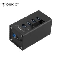 Orico/奥睿科 A3H4 铝USB3.0分线器MAC接口扩展器usb集线器hub带电源外接硬盘 4口黑色