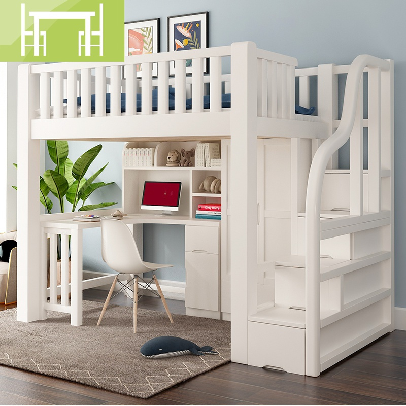 逸家伴侣上床下桌柜双层床实木高架床成人多功能上下组合高低床带书桌