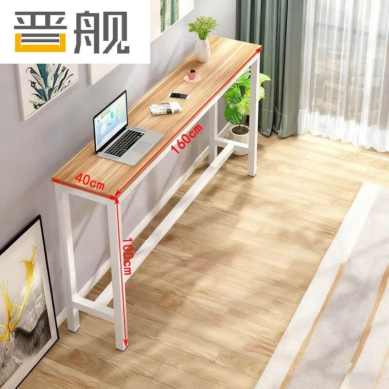 晋舰家用吧台奶茶店高脚桌靠墙商用长条桌酒吧台桌椅组合160*40*100单桌