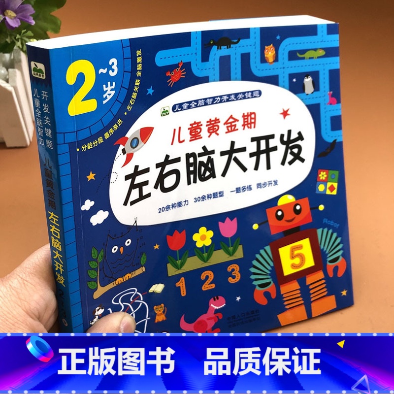 【正版】儿童黄金期左右脑大开发2-3岁全脑智力开发关键题数学思维训练幼儿启蒙早教书逻辑思维训练书籍幼儿园大班宝宝智力潜