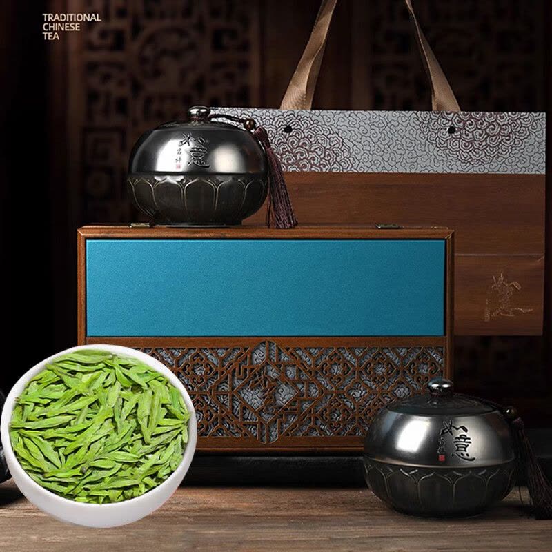 杭颂(HANGSONG)2025年绿茶吉祥如意龙井茶豆香特级250g明前茶叶组合图片