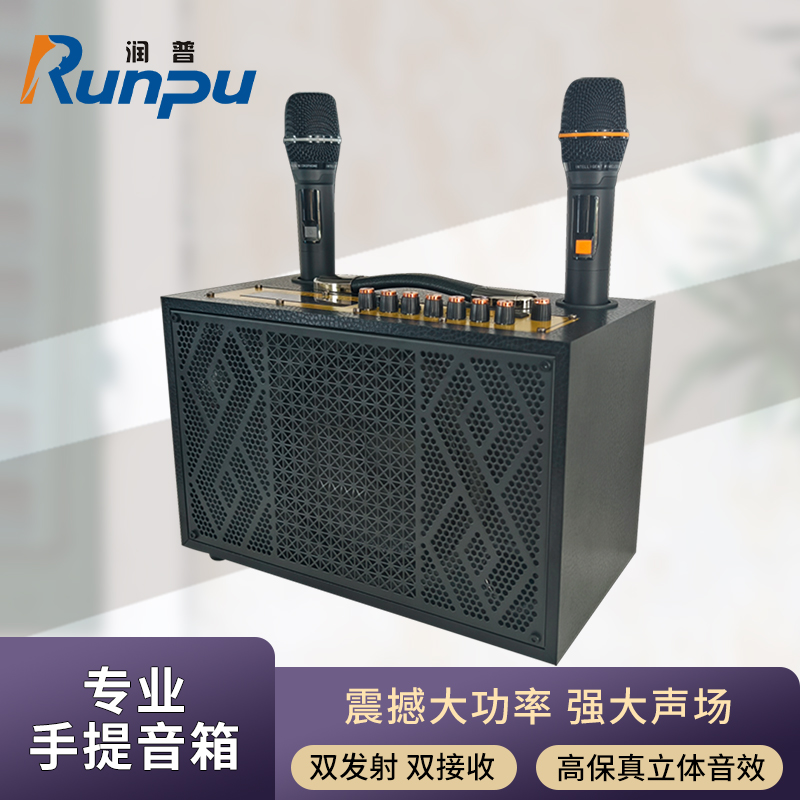 润普Runpu会议扩声手提音箱卡拉OK户外直播带无线话筒便携式会议音箱RP-EX10高清大图