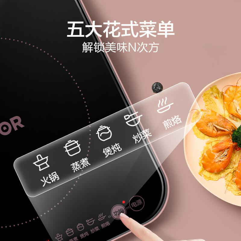 苏泊尔(SUPOR)电磁炉套装家用 2100W匀猛火滑控调节火锅炉微晶面板一键爆炒智能定时 C21-IC20