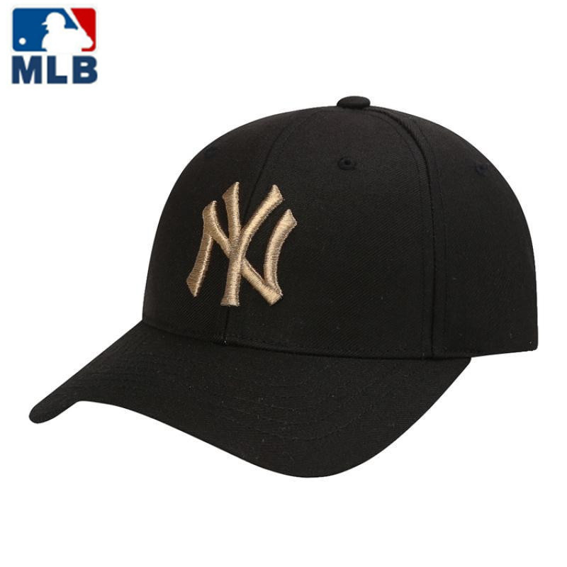 MLB2020春夏新款正品棒球帽男女同款鸭舌帽经典NY洋基帽子LA休闲运动帽 可调节 黑金