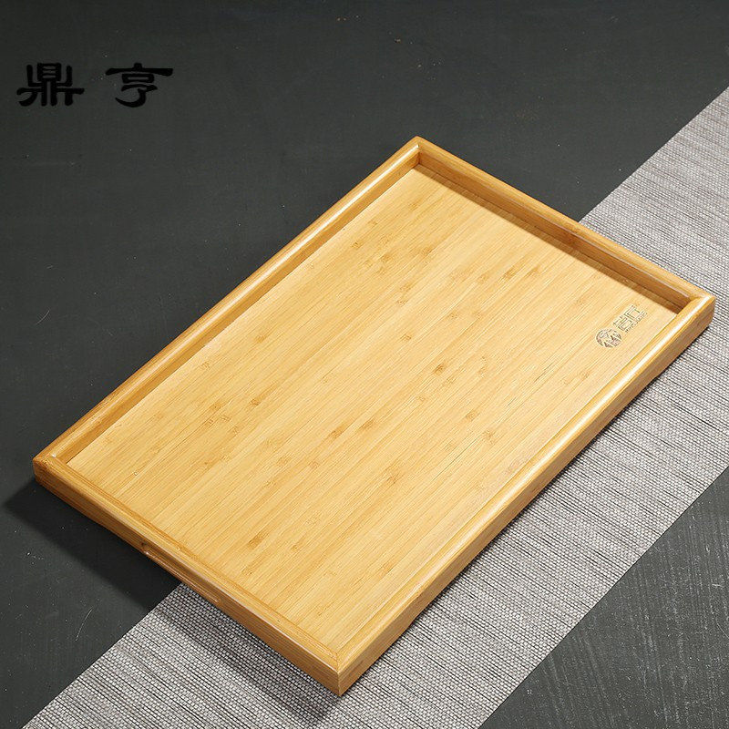 鼎亨黑色木制托盘竹制托盘方形杯托毛巾拖圆形日式小茶奉茶具木托
