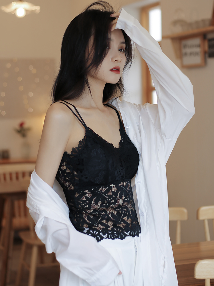蕾丝吊带美背背心女夏外穿网红潮内搭带胸垫2022新款镂空性感