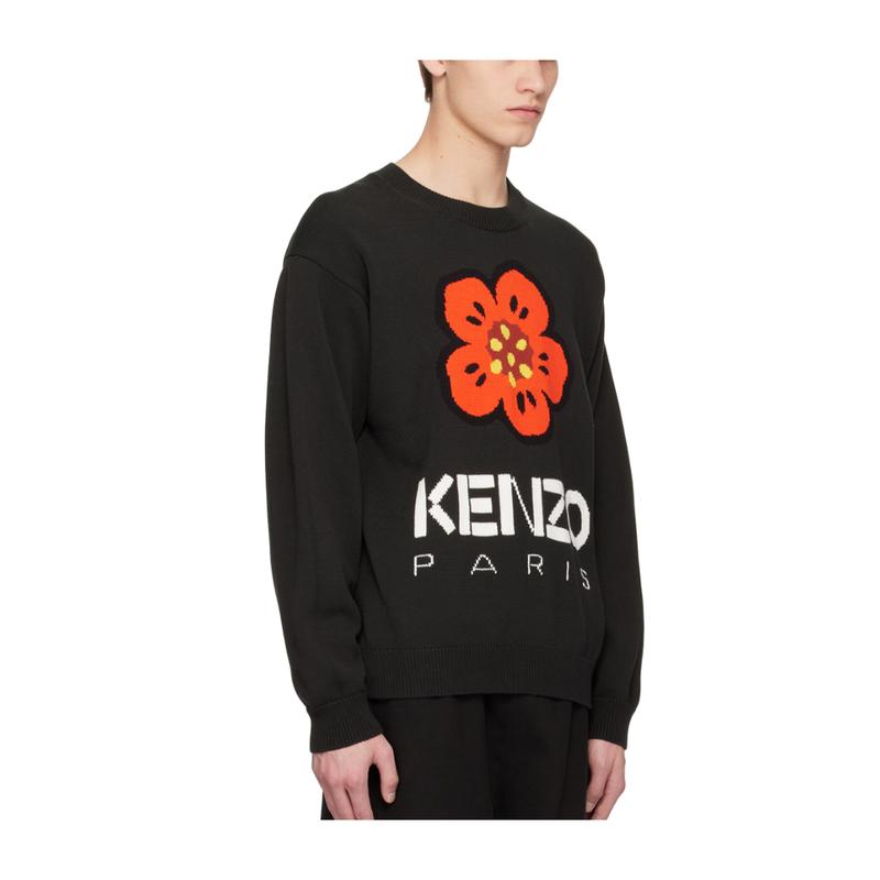 高田贤三(Kenzo)运动风格圆领针织毛衣男套头上衣棉质休闲嵌花设高清大图