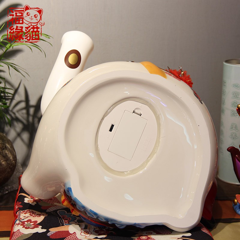 特大号电动自动摇手猫日式招手收银台摆件开业陶瓷礼品 三维工匠 千客万来-镇店之宝(存钱罐)猫高清大图