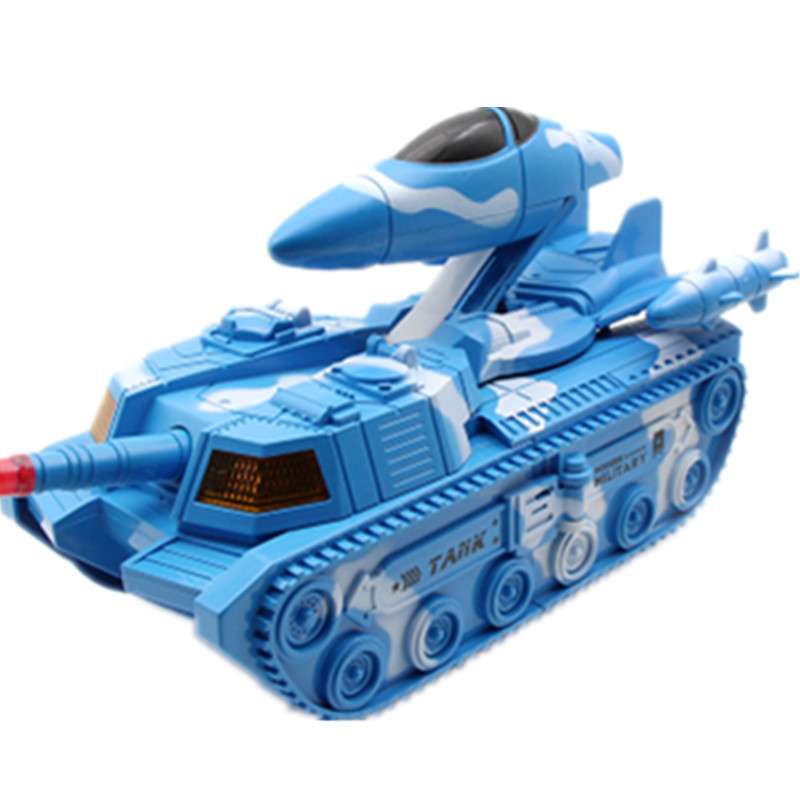 自动变形坦克飞机不可充电3岁以上儿童电动玩具坦克车带音乐声光万向轮 