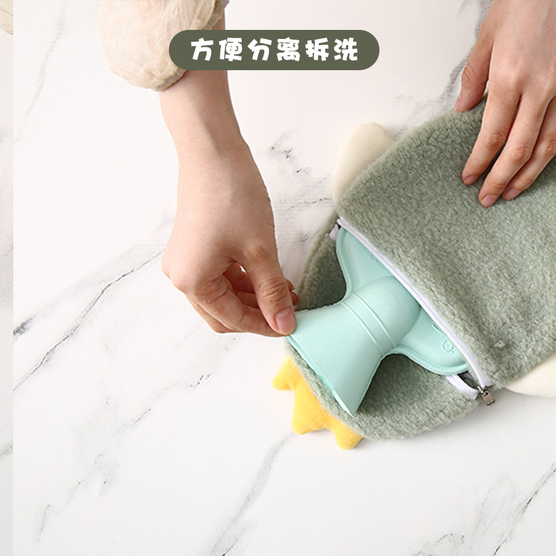 热水袋注水暖水袋女生暖手热敷肚子暖脚神器可爱毛绒布套安全防爆高清大图