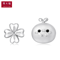 周大福 长颜团子 可爱团子四叶 925银耳钉AB39088