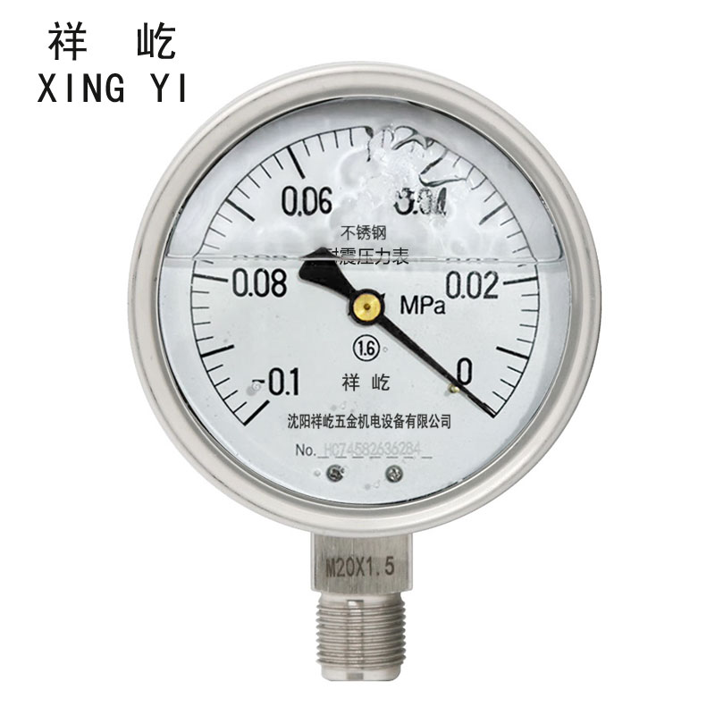 祥屹 不锈钢耐震压力表检测定制型 YTN100BF 块 -0.1-0Mpa