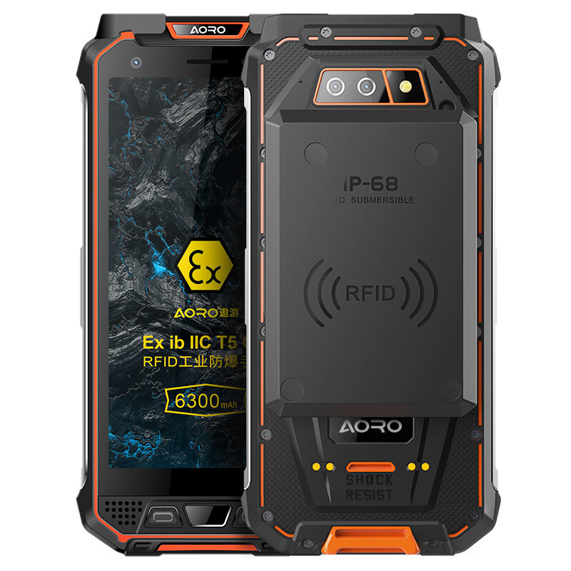 遨游(AORO)M5 安卓8.1手机工业本安防爆智能终端安卓UHF超高频-RFID 5.65英寸 桔黑色