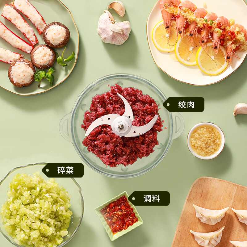 荣事达(Royalstar)绞肉机家用绞馅机碎肉机电动搅拌机饺子肉馅搅肉机 2L 玻璃碗[单刀]RS-JR3082高清大图