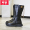 可莉允儿童靴子2022年秋冬季新款女童黑色加棉保暖长筒靴小女孩软底童鞋