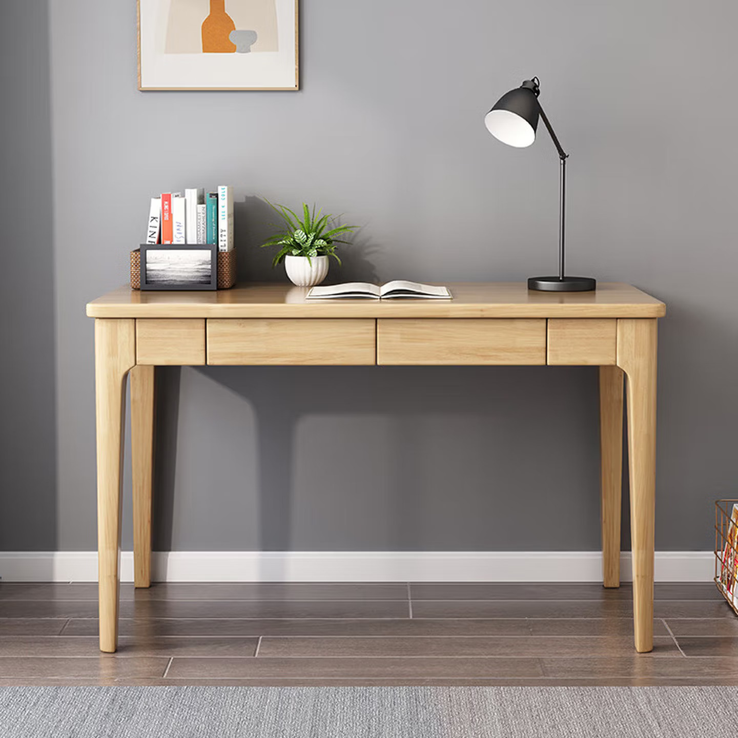 帝德龙 实木书桌电脑桌家用学生学习桌办公桌简约写字桌 原色120cm