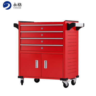 永格加强款抽屉式工具车五金工具箱车间工具柜维修小手推车箱零件柜 四抽（大号）红色