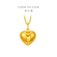 周大福爆闪鱼鳞爱心黄金足金吊坠女生日礼物(工费:280计价)EOF1285 足金约2g
