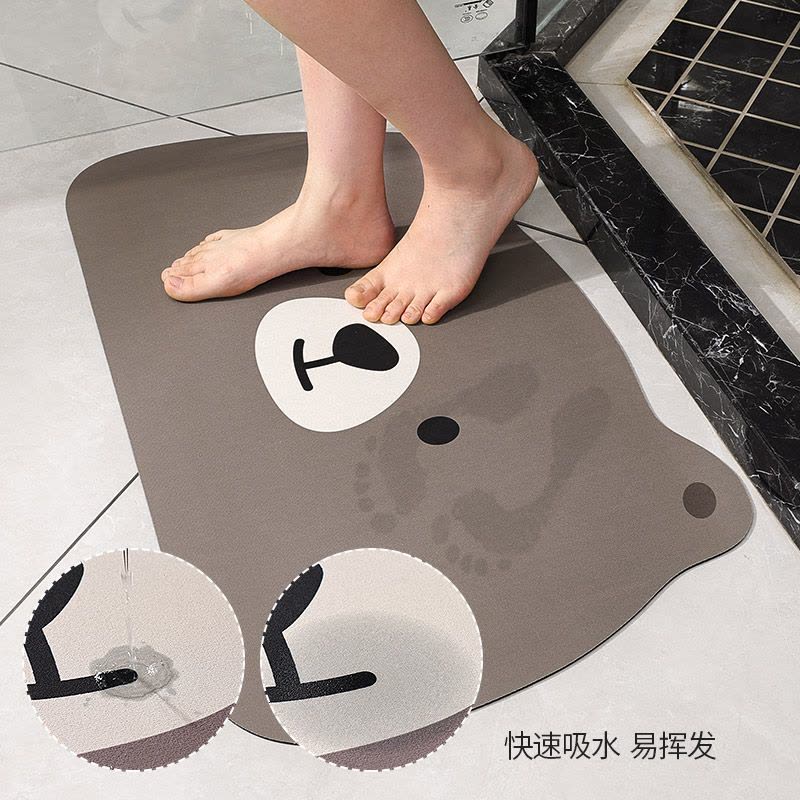 卫生间吸水地垫硅藻泥垫子浴室速干门垫厕所门口脚垫卡通防滑地毯图片