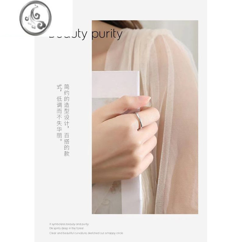 JiMi银银戒指女999足银素圈尾戒小众设计日式轻奢时尚精致感情侣指环