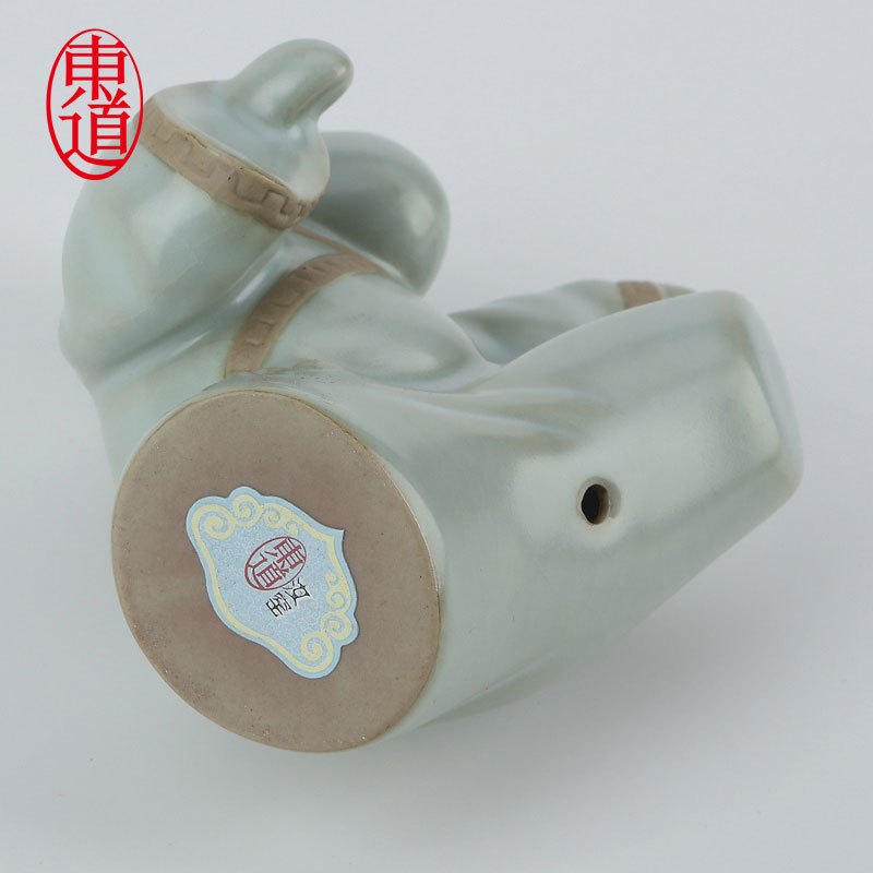 东道 汝窑茶具 礼盒装五羊太极茶宠 天青色 陶瓷 冰裂釉