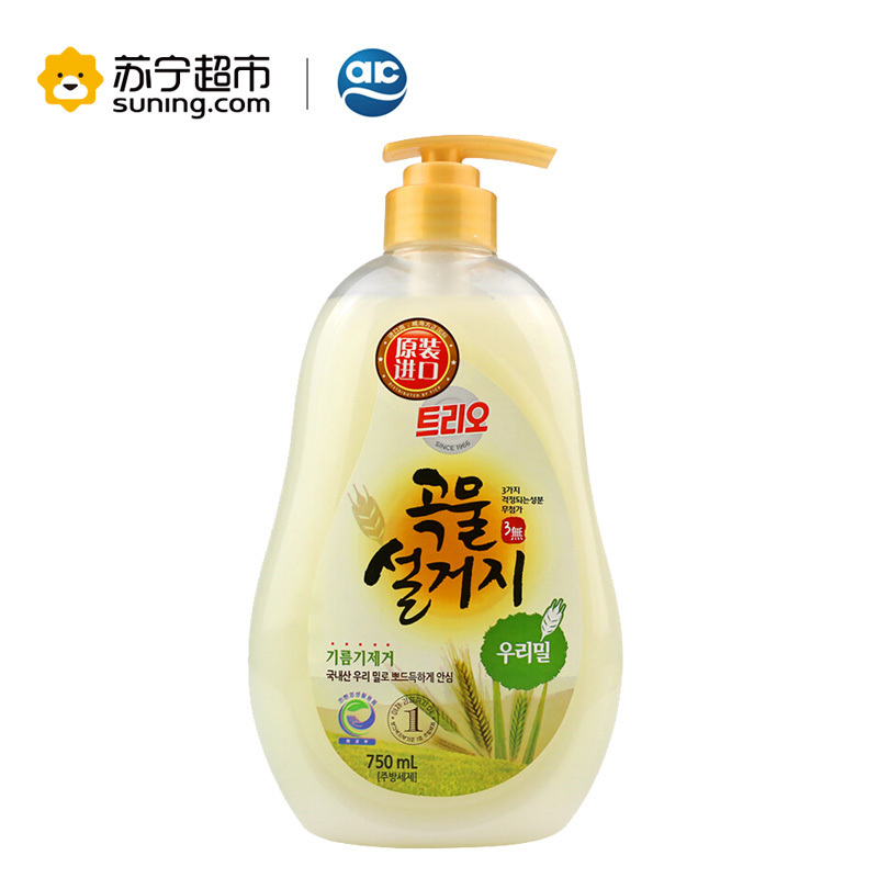韩国进口爱敬天然谷物洗洁精餐具果蔬小麦去油护手无残留750ml