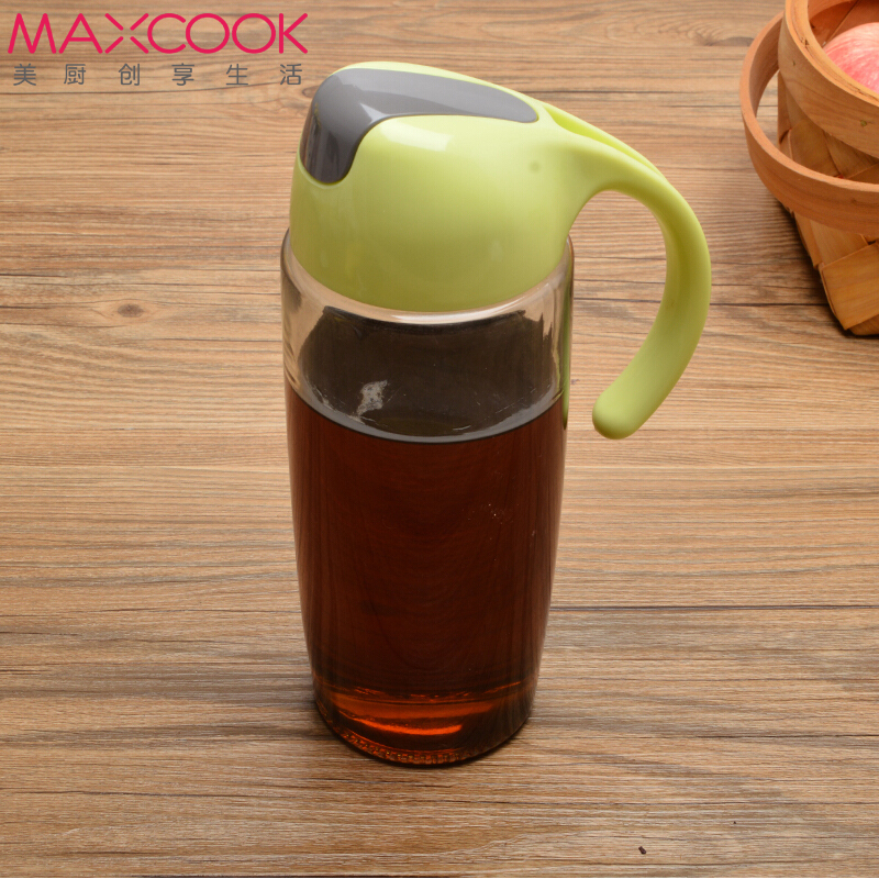 MAXCOOK 美厨 自动开合 500ML绿色防漏不挂油玻璃油壶 厨房家用塑料油罐酱油瓶醋壶大号 MCPJ516