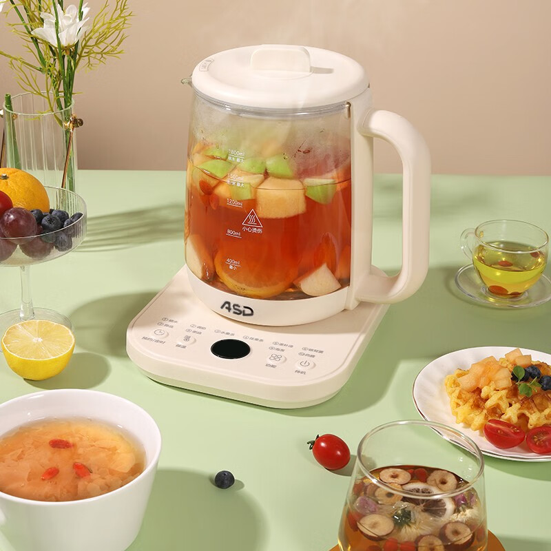 爱仕达 家用1.8L煮烧水壶全自动玻璃办公室小型花茶壶煮茶器 多功能养生壶AW-D18B917!