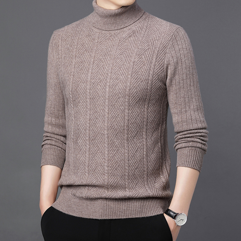 超厚过冬羊绒衫毛衣男纯山羊绒保暖男装品牌高领毛衣宽松针织衫男士