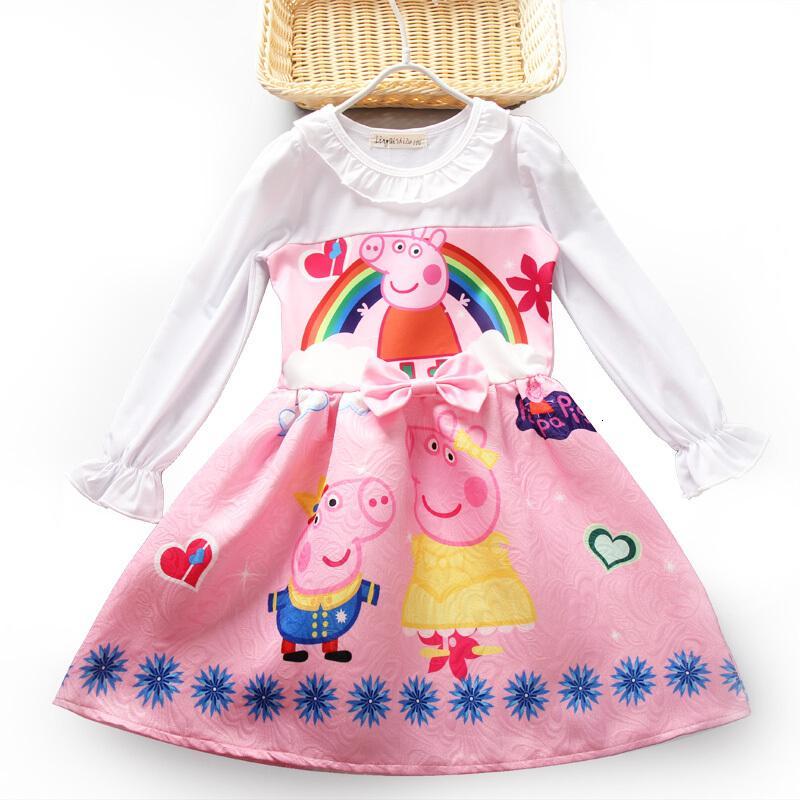 小猪佩奇长袖连衣裙女童公主裙礼服佩佩猪儿童纯棉万圣节