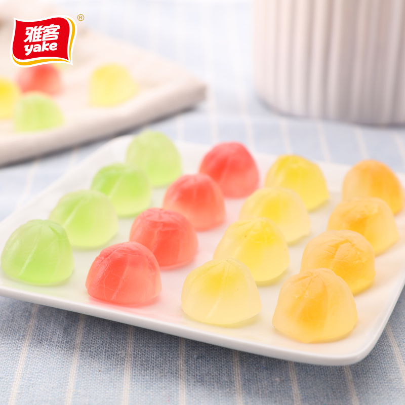 雅客V9果汁软糖500g*2袋喜糖水果糖qq橡皮糖休闲零食约160颗