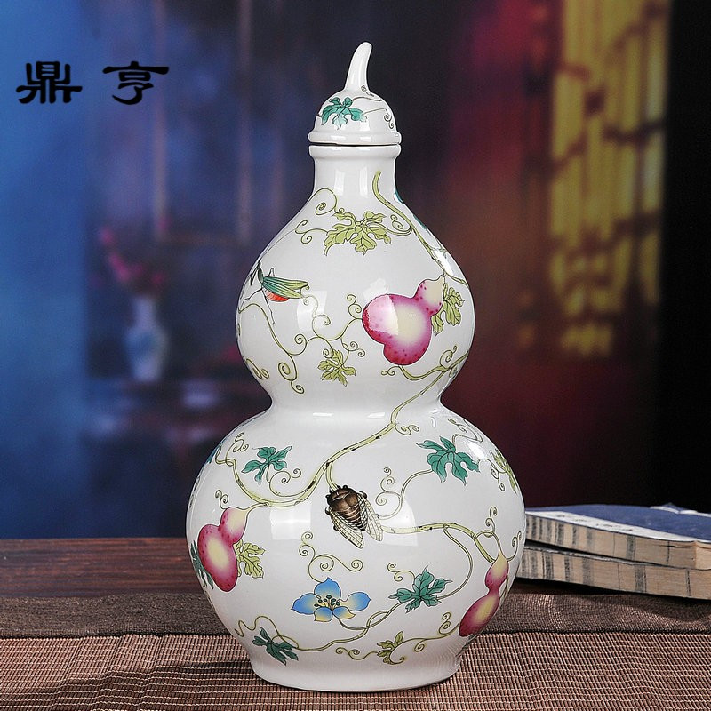 鼎亨景德镇陶瓷酒瓶5斤葫芦款酒壶酒坊用白酒泡酒器密封罐家用