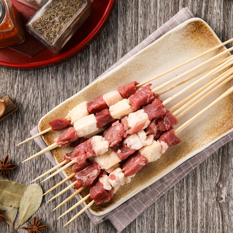 悠司坊 乌拉圭精品牛肉串10串(约200g)户外烧烤食材