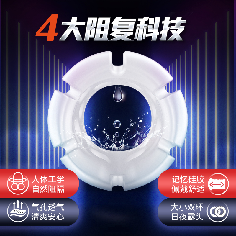 雷霆(LETEN)二代透气型男用套环头敏感皮过长零感日夜用包阻复环穿戴式男用阴茎套锁精套成人性用品男性系列非震动延时套环