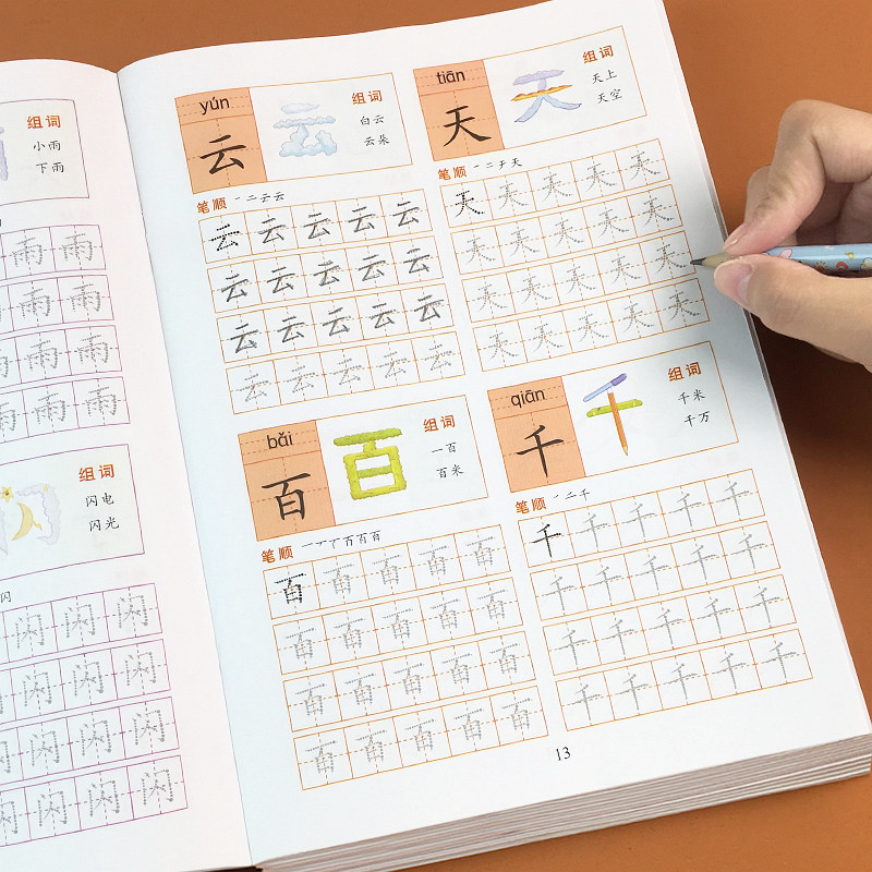 [推荐全套5阶]点阵控笔学前全600字 [正版]幼儿学前600字点阵控笔训练幼小衔接汉字描红练字帖幼儿园大班学前班一高清大图