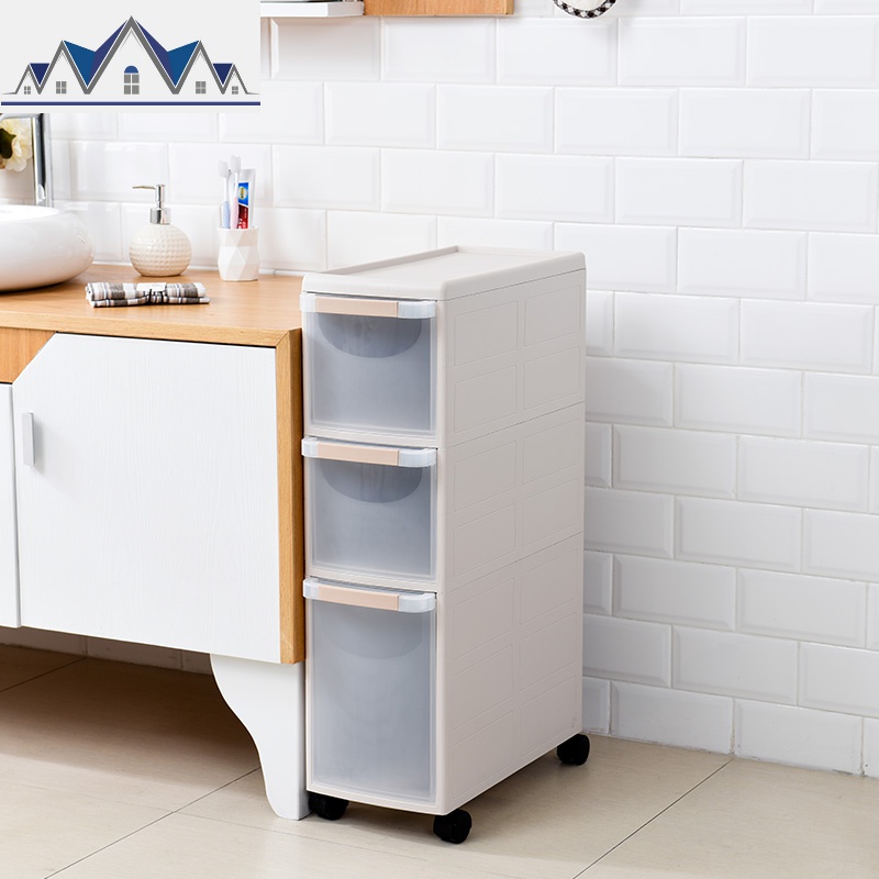 22厘米夹缝收纳柜塑料抽屉式卫生间储物柜缝隙窄厨房整理柜置物架 三维工匠 3层标准+深型1个