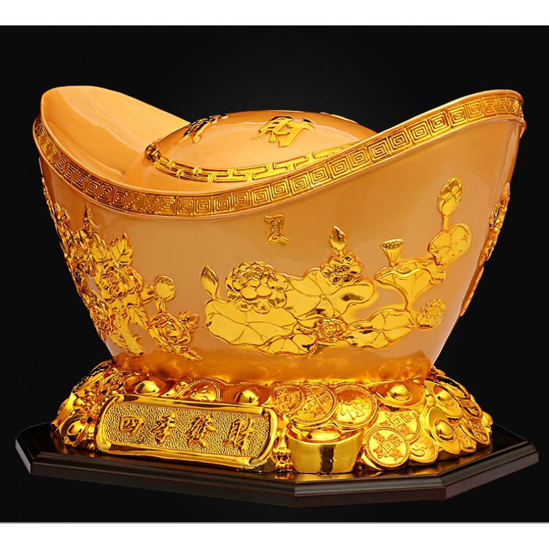 美帮汇开业礼品大号金元宝工艺品店铺装饰品摆件存钱罐客厅电视柜高清大图