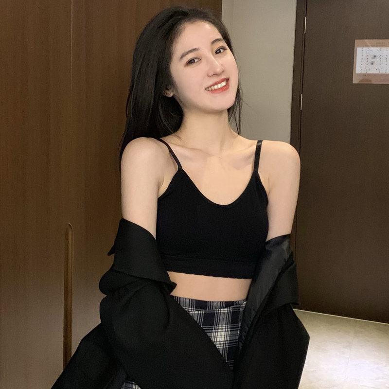 内衣女无钢圈美背文胸小胸聚拢运动吊带背心胸罩少女学生高中抹胸视频