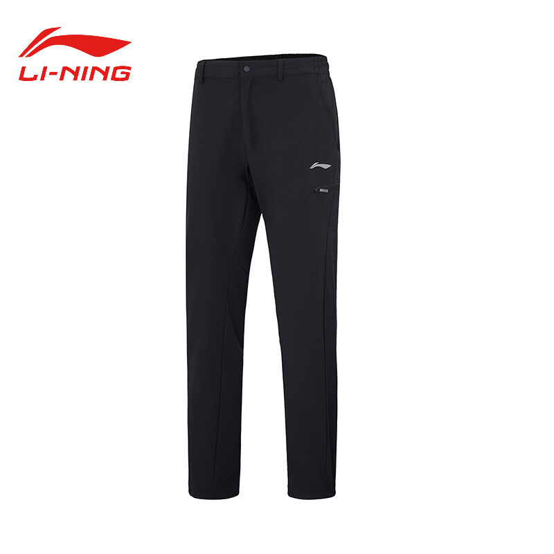 李宁(LI-NING)2022运动时尚舒适透气男子四面弹微锥运动长裤 AYKS491-1 新标准黑
