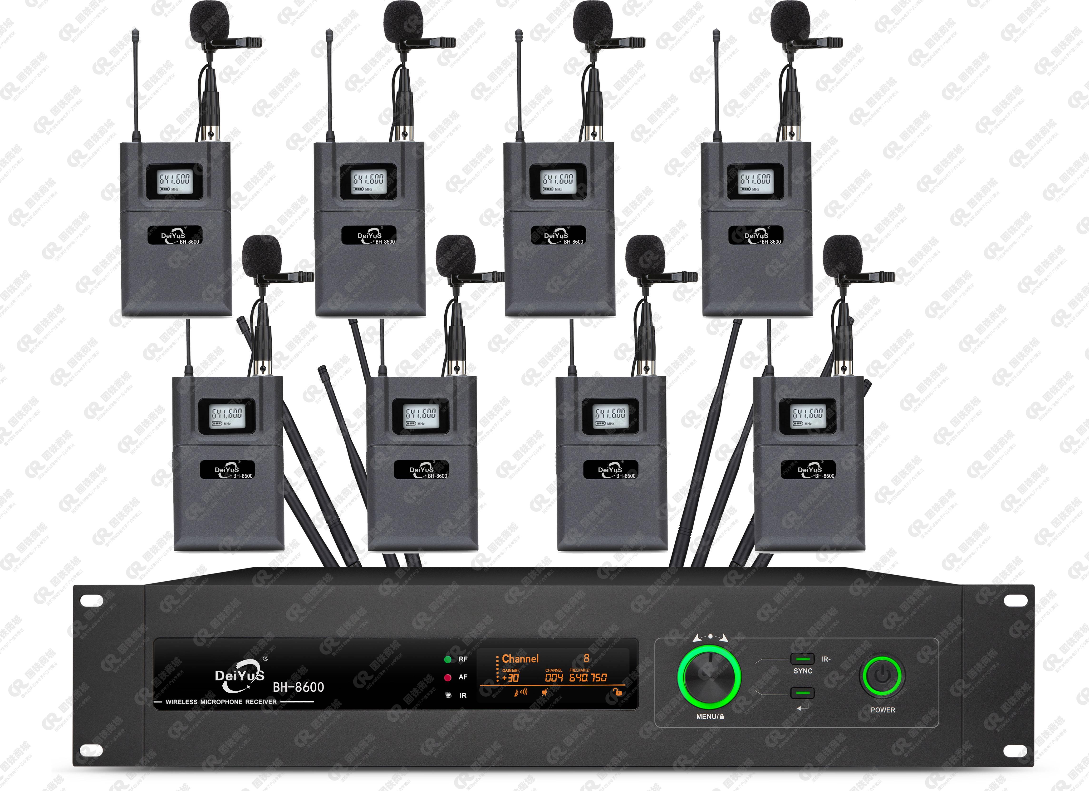DeiYuS/无线话筒麦克风会议一拖八真分集手持(一台主机8个手持)/BH-8600/套高清大图