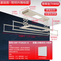 松下电动晾衣架智能烘干除菌阳台自动遥控升降家用伸缩晒衣架[标准款] 香槟金+遥控升降+照明