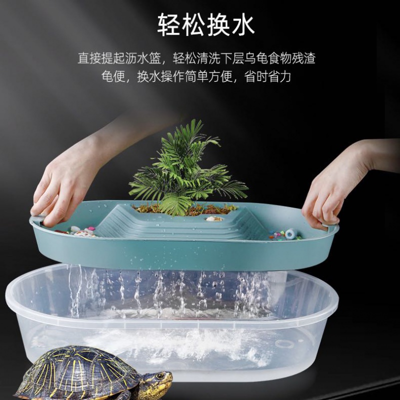 乌龟专用缸饲养箱水陆缸原生态带晒台爬坡可造景巴西龟养殖大型缸高清大图