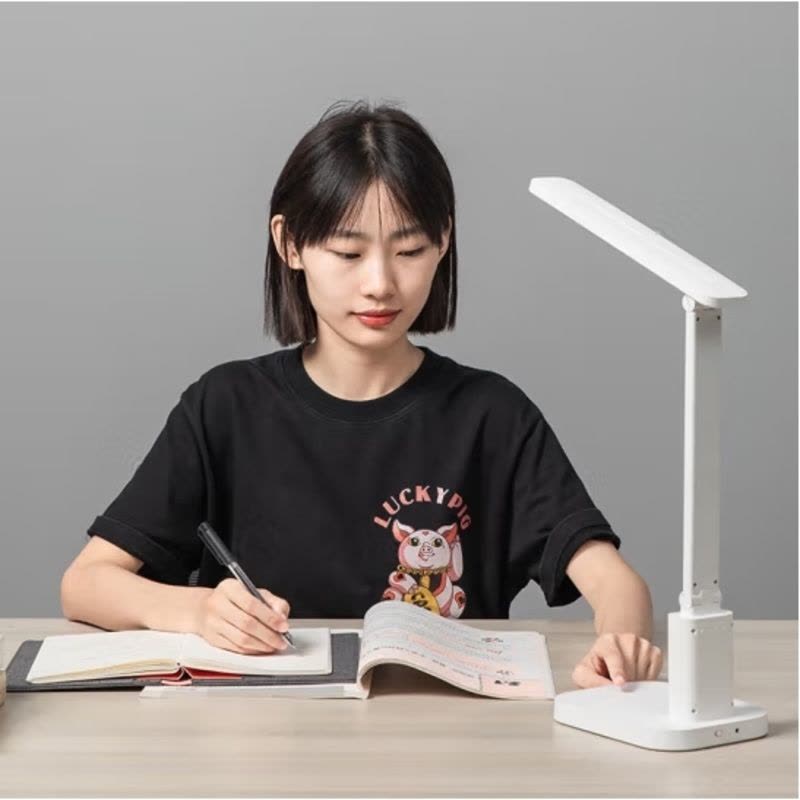 得力17859_LED折叠台灯(白色)(台)床头宿舍书桌工作台灯图片