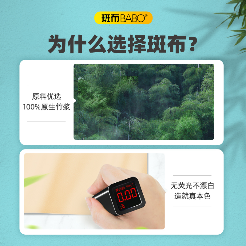 斑布(BABO)base系列抽纸S码 竹浆纸无添加 母婴可用 整箱 3层90抽24包高清大图
